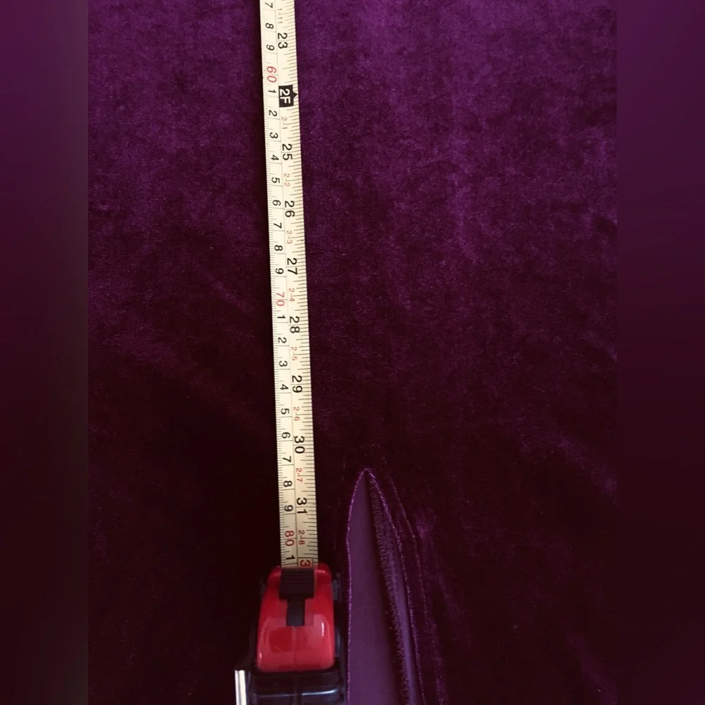 90’s EUC elegant burgundy velvet gown with high front slit. Stretchy. - Picture 7 of 14